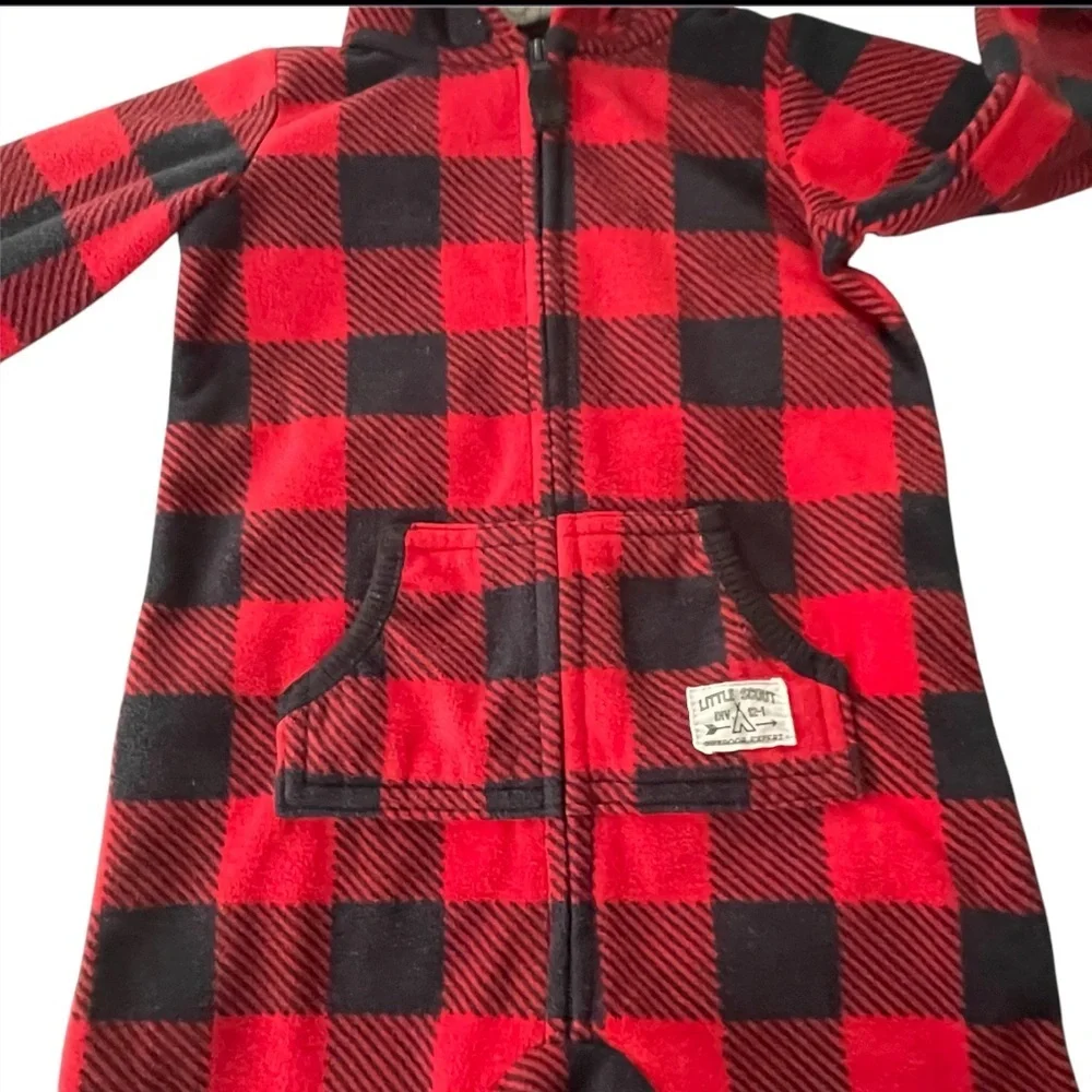 Carter’s Red and Black Plaid Baby One Piece Hoodie.